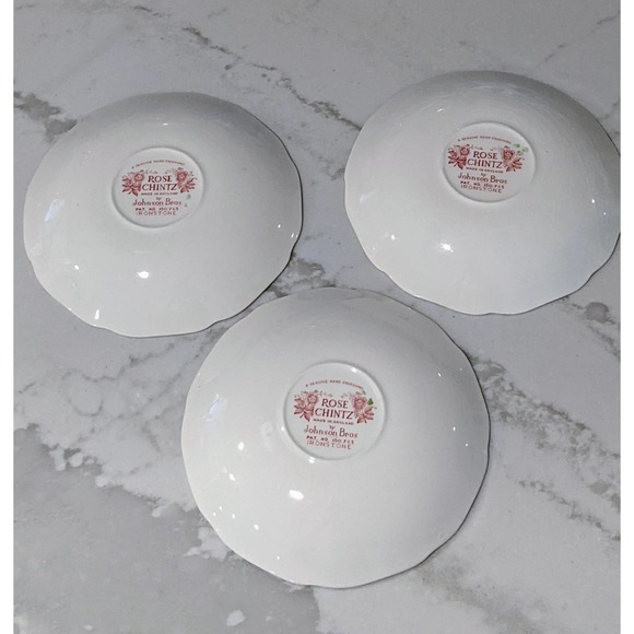 Vintage Johnson Brothers Rose Chintz Saucers England - Picture 4 of 8